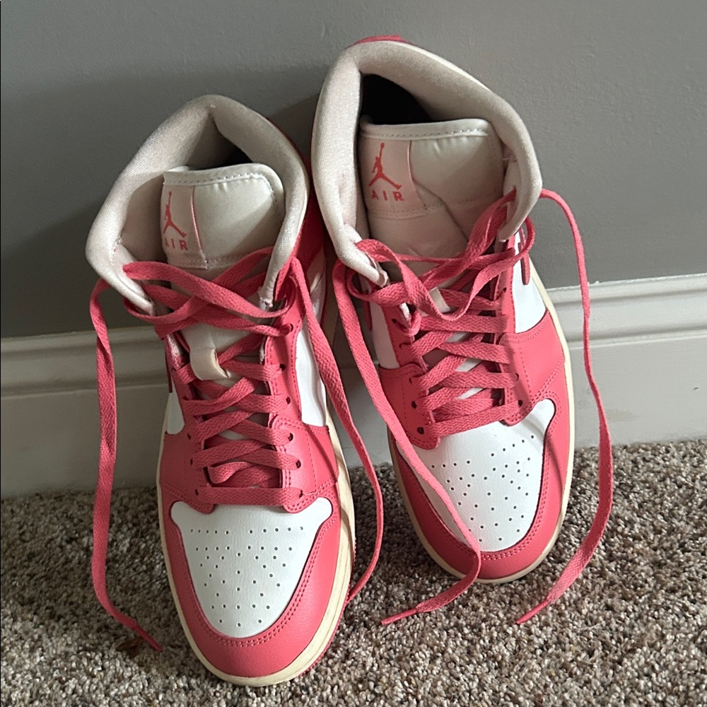 Jordan Women's Pink and White Sneakers